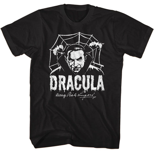 Bela Lugosi - Creepy Web Monochrome - American Classics - Solid Black Adult Short Sleeve T-Shirt