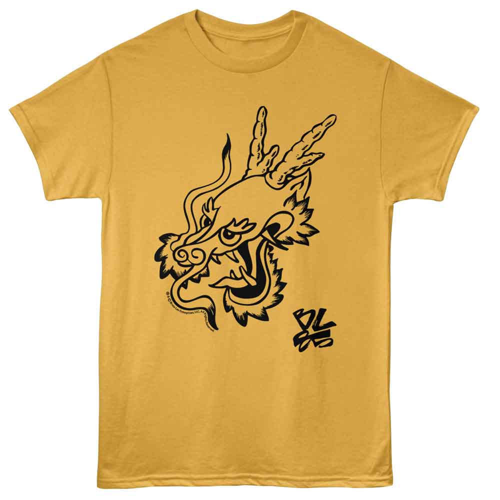 Bruce Lee - 85th Anniversary Dragon - American Classics - Orange Front Print Adult Short Sleeve T-Shirt (Image 1)