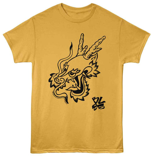 Bruce Lee - 85th Anniversary Dragon - American Classics - Orange Front Print Adult Short Sleeve T-Shirt (Image 1)