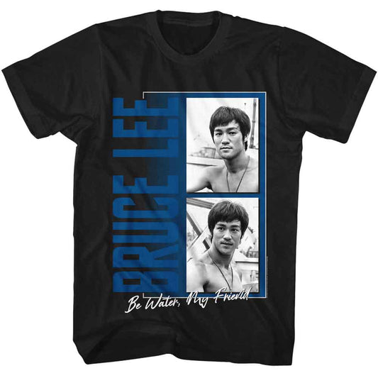 Bruce Lee - Be Water My Friend - American Classics - Black Front Print Adult Short Sleeve T-Shirt (Image 1)