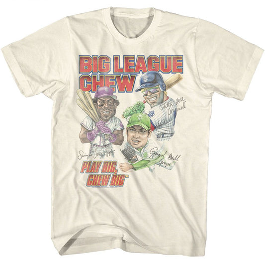 Big League Chew - Play Big Chew Big - American Classics - Solid Off-White Adult Short Sleeve T-Shirt