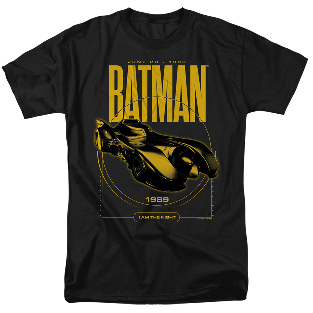 Batman (1989) Batmobile Circle Mens T Shirt Black