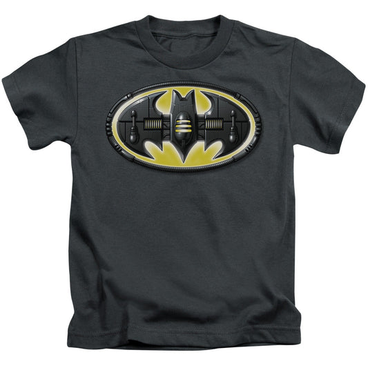 Batman Bat Mech Logo Juvenile Kids Youth T Shirt Charcoal