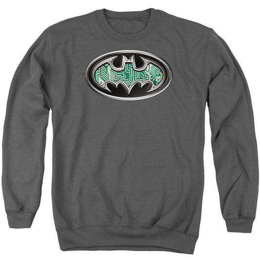 Batman Circuitry Shield Mens Crewneck Sweatshirt Charcoal