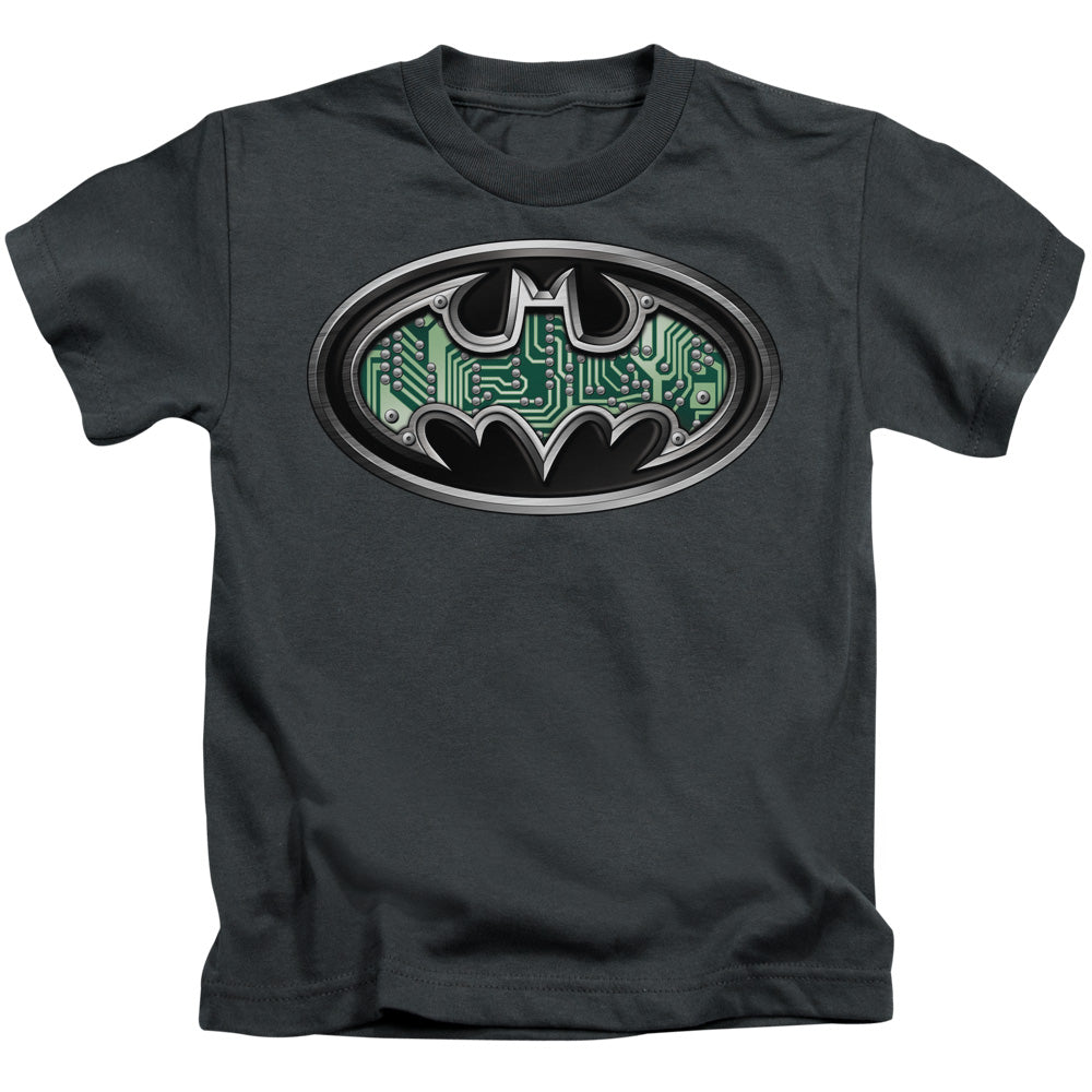 Batman Circuitry Shield Juvenile Kids Youth T Shirt Charcoal