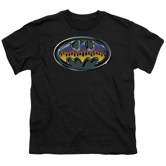 Batman Hot Rod Shield Kids Youth T Shirt Black