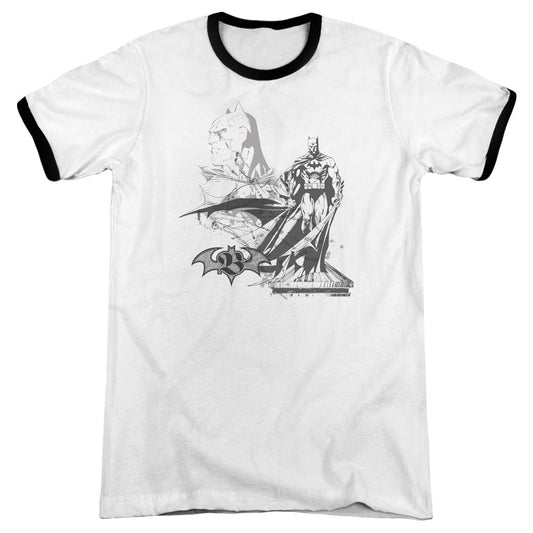 Batman Overseer Heather Ringer Mens T Shirt White Black