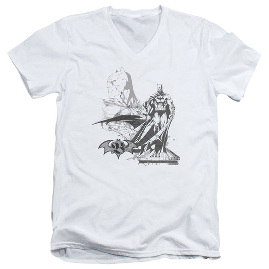 Batman Overseer Mens Slim Fit V Neck T Shirt White