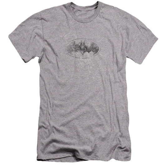 Batman Burned & Splatered Premium Bella Canvas Slim Fit Mens T Shirt Athletic Heather