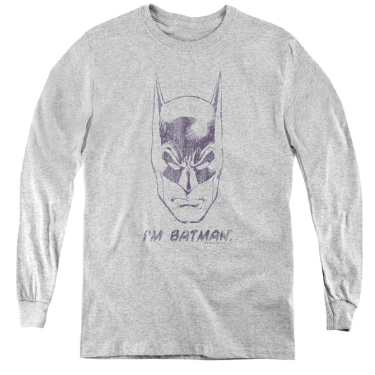 Batman Im Batman Long Sleeve Kids Youth T Shirt Athletic Heather