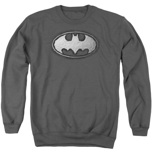 Batman Duct Tape Logo Mens Crewneck Sweatshirt Charcoal