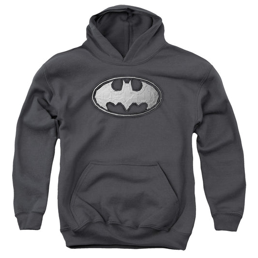 Batman Duct Tape Logo Kids Youth Hoodie Charcoal