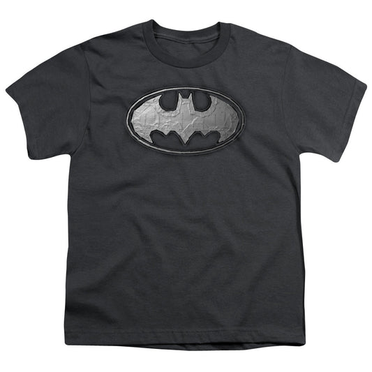 Batman Duct Tape Logo Kids Youth T Shirt Charcoal