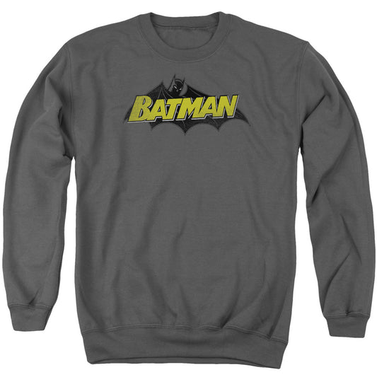 Batman Classic Comic Logo Mens Crewneck Sweatshirt Charcoal