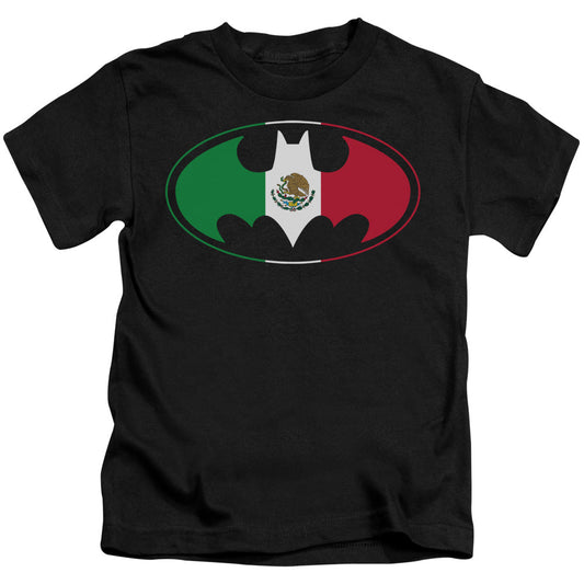 Batman Mexican Flag Shield Juvenile Kids Youth T Shirt Black