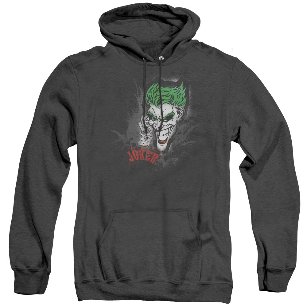 Batman Joker Sprays The City Heather Mens Hoodie Black