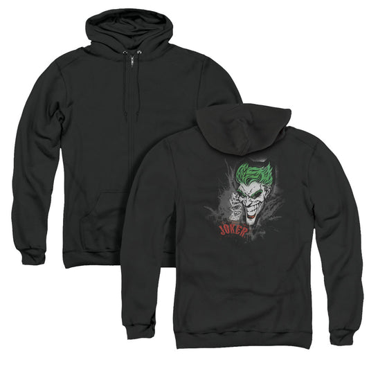 Batman Joker Sprays The City Back Print Zipper Mens Hoodie Black