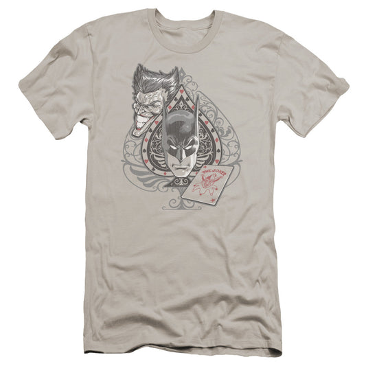 Batman Batmans Face Premium Bella Canvas Slim Fit Mens T Shirt Silver