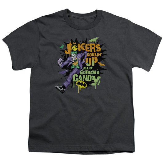Batman Goblin Candy Kids Youth T Shirt Charcoal
