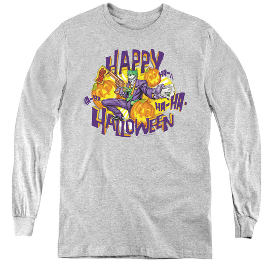 Batman Ha Ha Halloween Long Sleeve Kids Youth T Shirt Athletic Heather