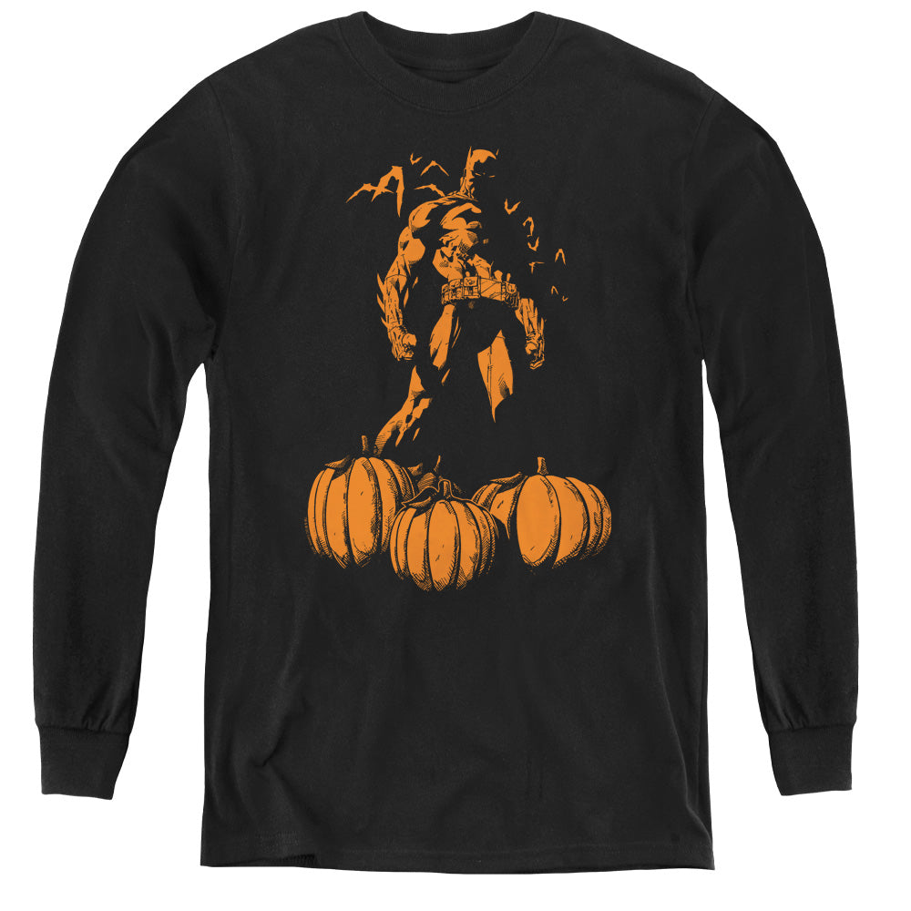 Batman A Bat Among Pumpkins Long Sleeve Kids Youth T Shirt Black