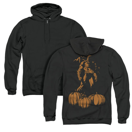 Batman A Bat Among Pumpkins Back Print Zipper Mens Hoodie Black