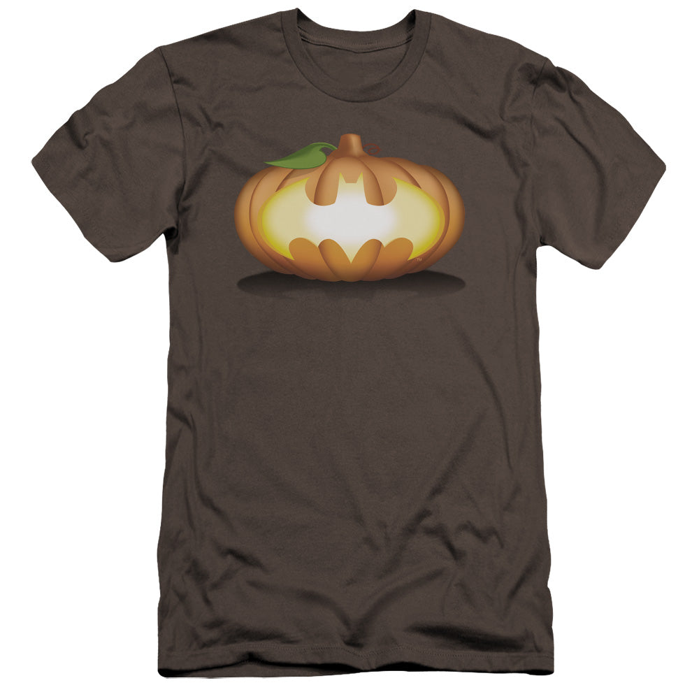Batman Bat Pumpkin Logo Premium Bella Canvas Slim Fit Mens T Shirt Charcoal