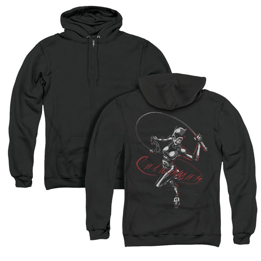 Batman Kiten With A Whip Back Print Zipper Mens Hoodie Black