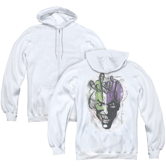 Batman Joker Airbrush Back Print Zipper Mens Hoodie White