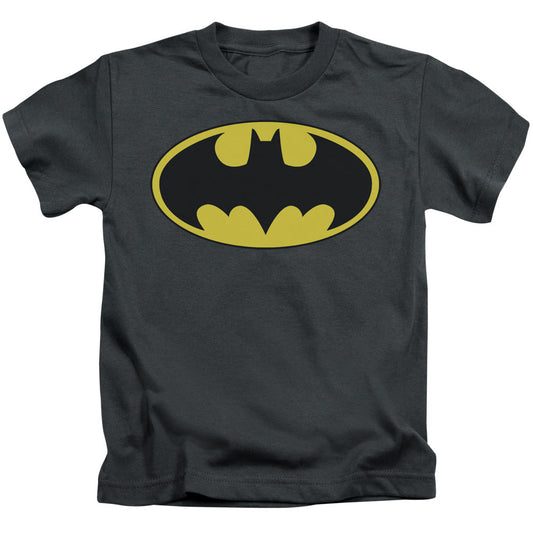 Batman Classic Bat Logo Juvenile Kids Youth T Shirt Charcoal
