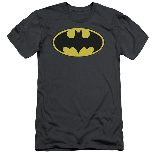 Batman Classic Bat Logo Slim Fit Mens T Shirt Charcoal