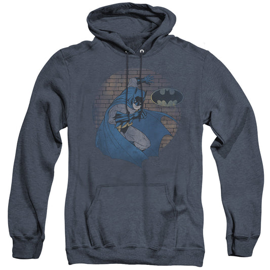 Batman In The Spotlight Heather Mens Hoodie Navy Blue