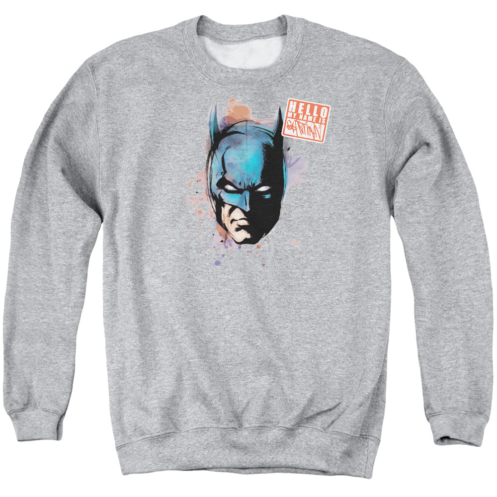 Batman Hello Mens Crewneck Sweatshirt Athletic Heather