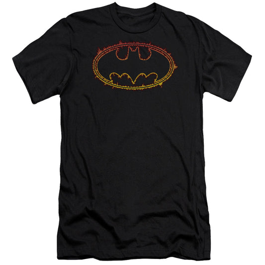Batman Flame Outlined Logo Premium Bella Canvas Slim Fit Mens T Shirt Black