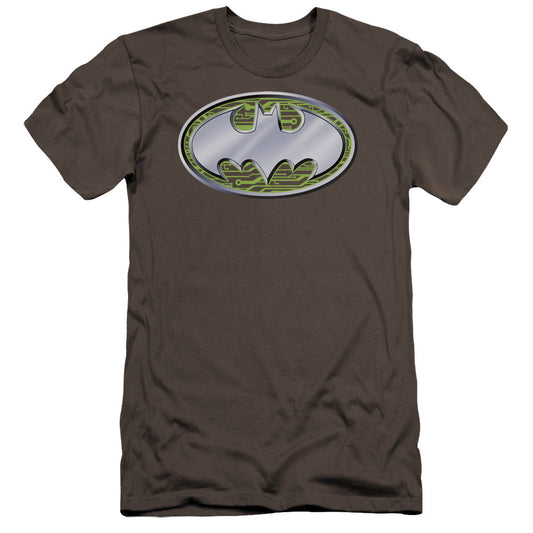 Batman Circuits Logo Premium Bella Canvas Slim Fit Mens T Shirt Charcoal