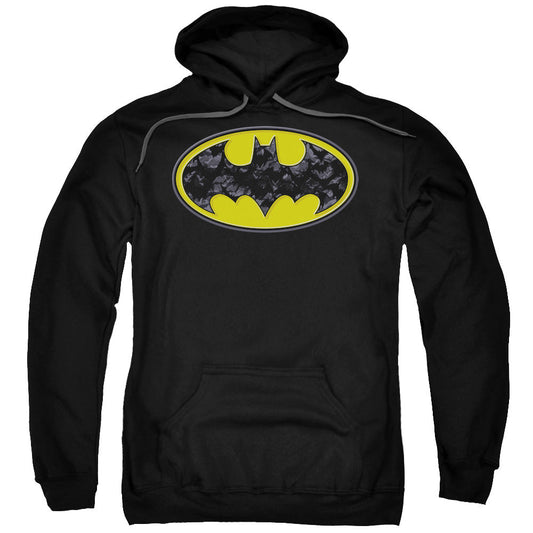 Batman Bats In Logo Mens Hoodie Black