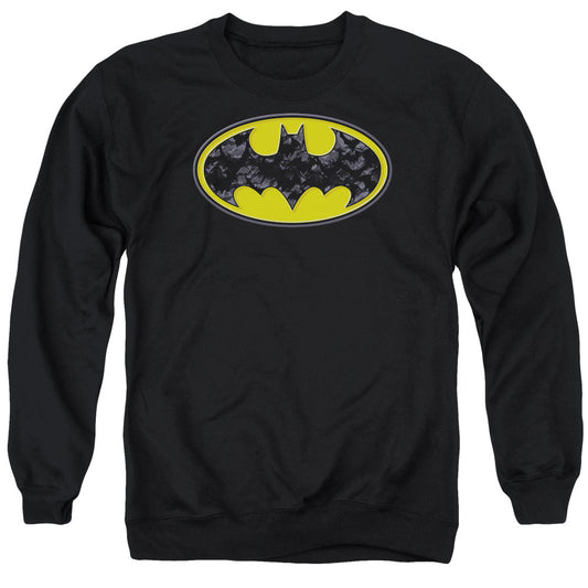 Batman Bats In Logo Mens Crewneck Sweatshirt Black