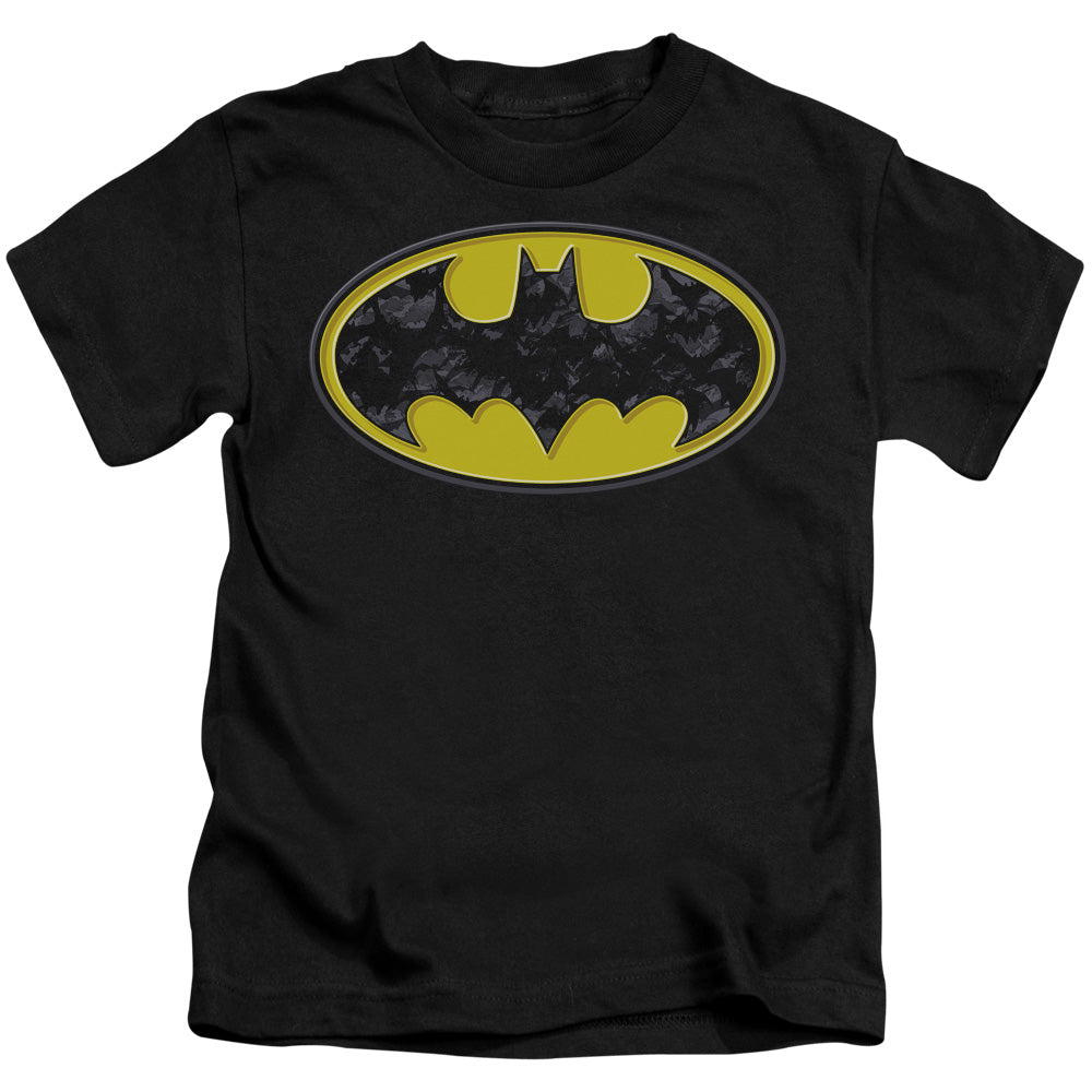 Batman Bats In Logo Juvenile Kids Youth T Shirt Black