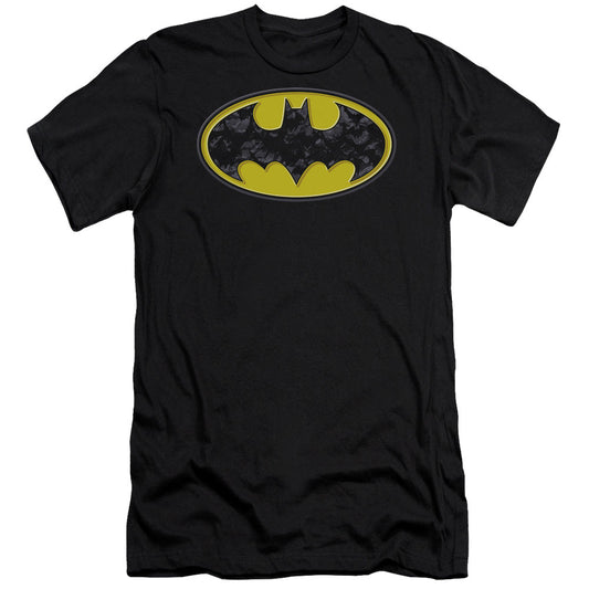 Batman Bats In Logo Slim Fit Mens T Shirt Black