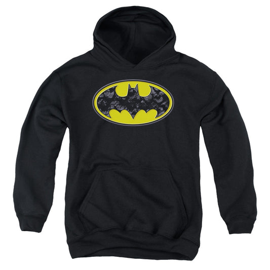 Batman Bats In Logo Kids Youth Hoodie Black