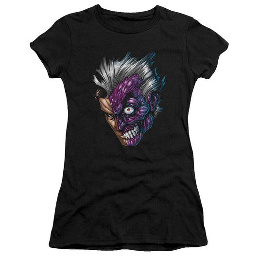 Batman Just Face Junior Sheer Cap Sleeve Womens T Shirt Black