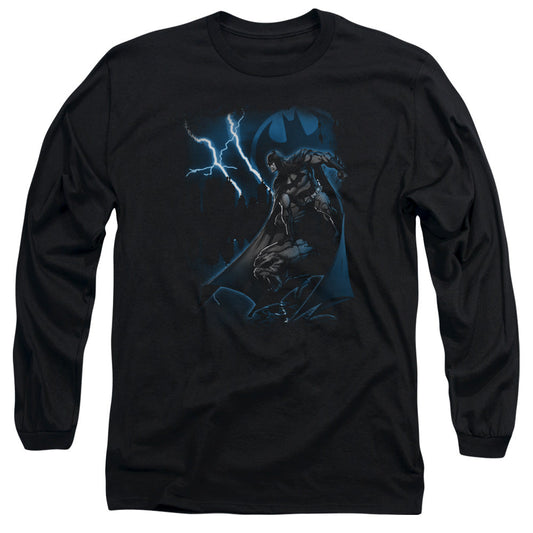 Batman Lightning Strikes Mens Long Sleeve Shirt Black