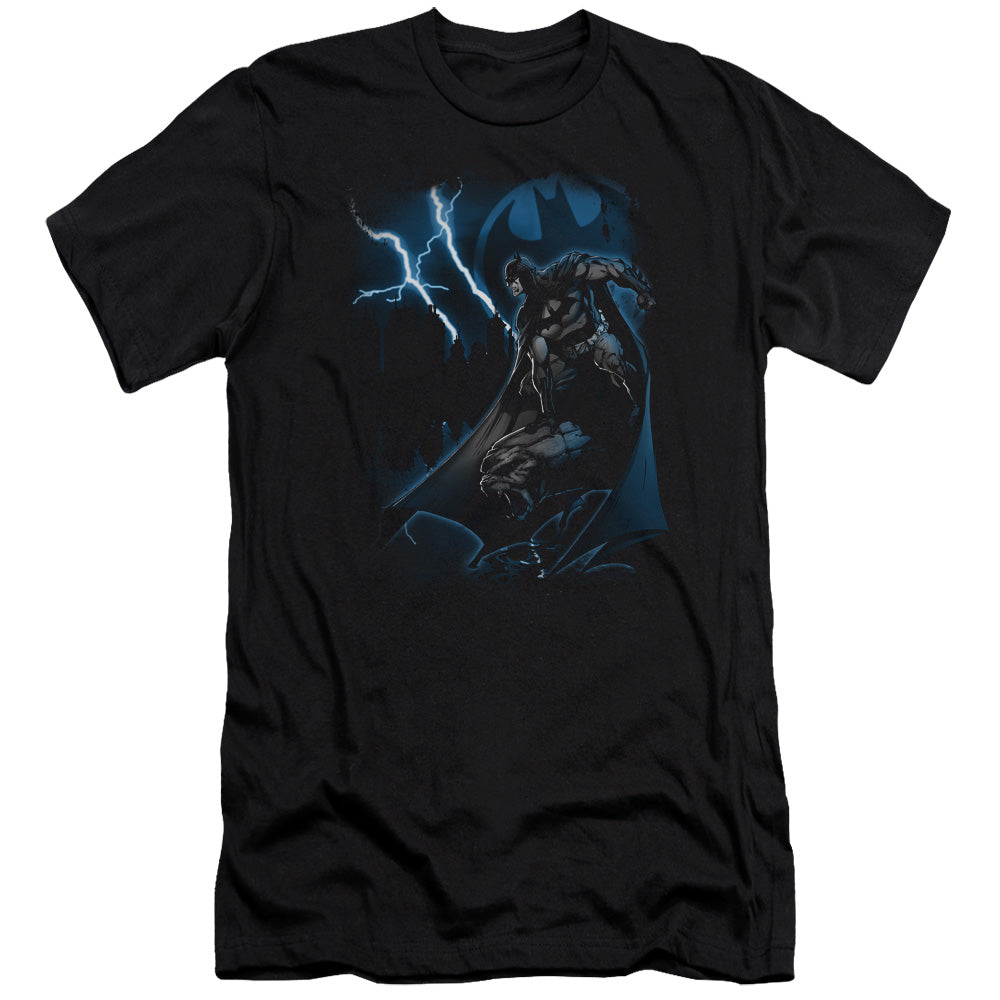 Batman Lightning Strikes Slim Fit Mens T Shirt Black