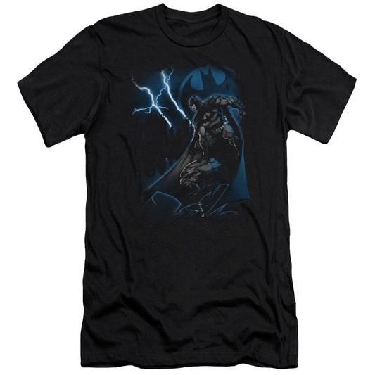 Batman Lightning Strikes Slim Fit Mens T Shirt Black