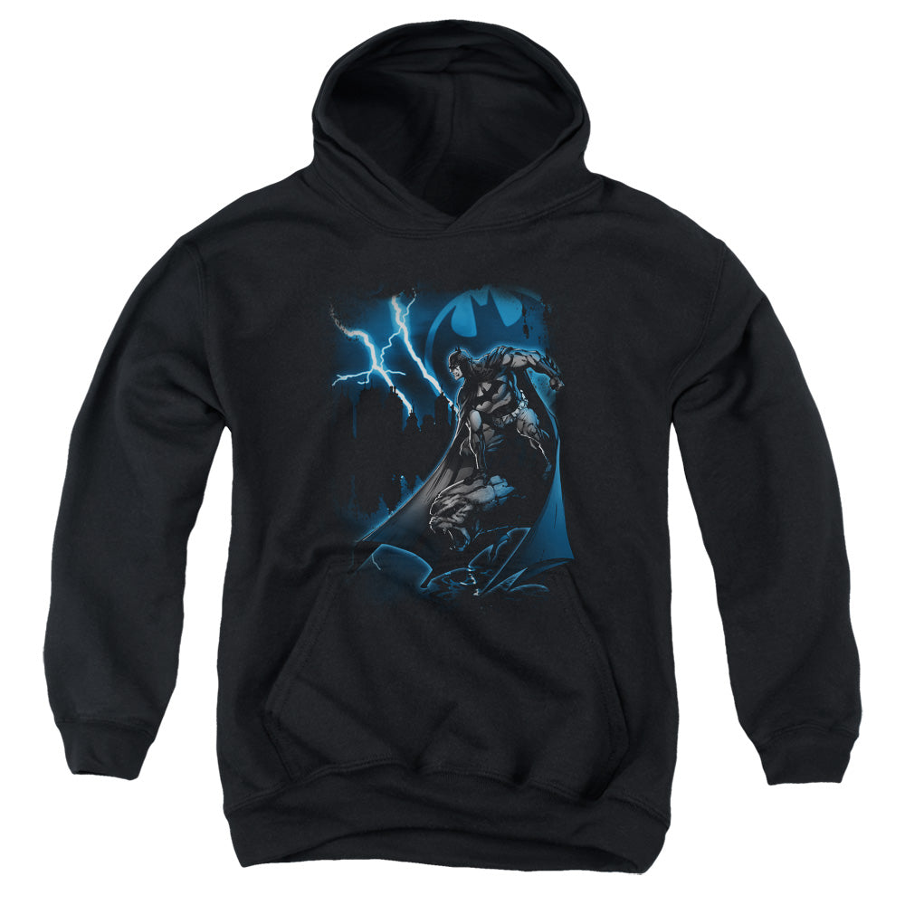 Batman Lightning Strikes Kids Youth Hoodie Black