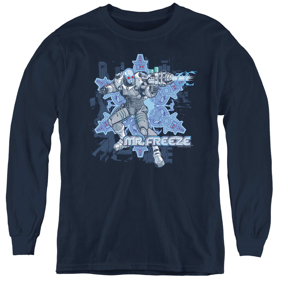 Batman Mr Freeze Long Sleeve Kids Youth T Shirt Navy Blue