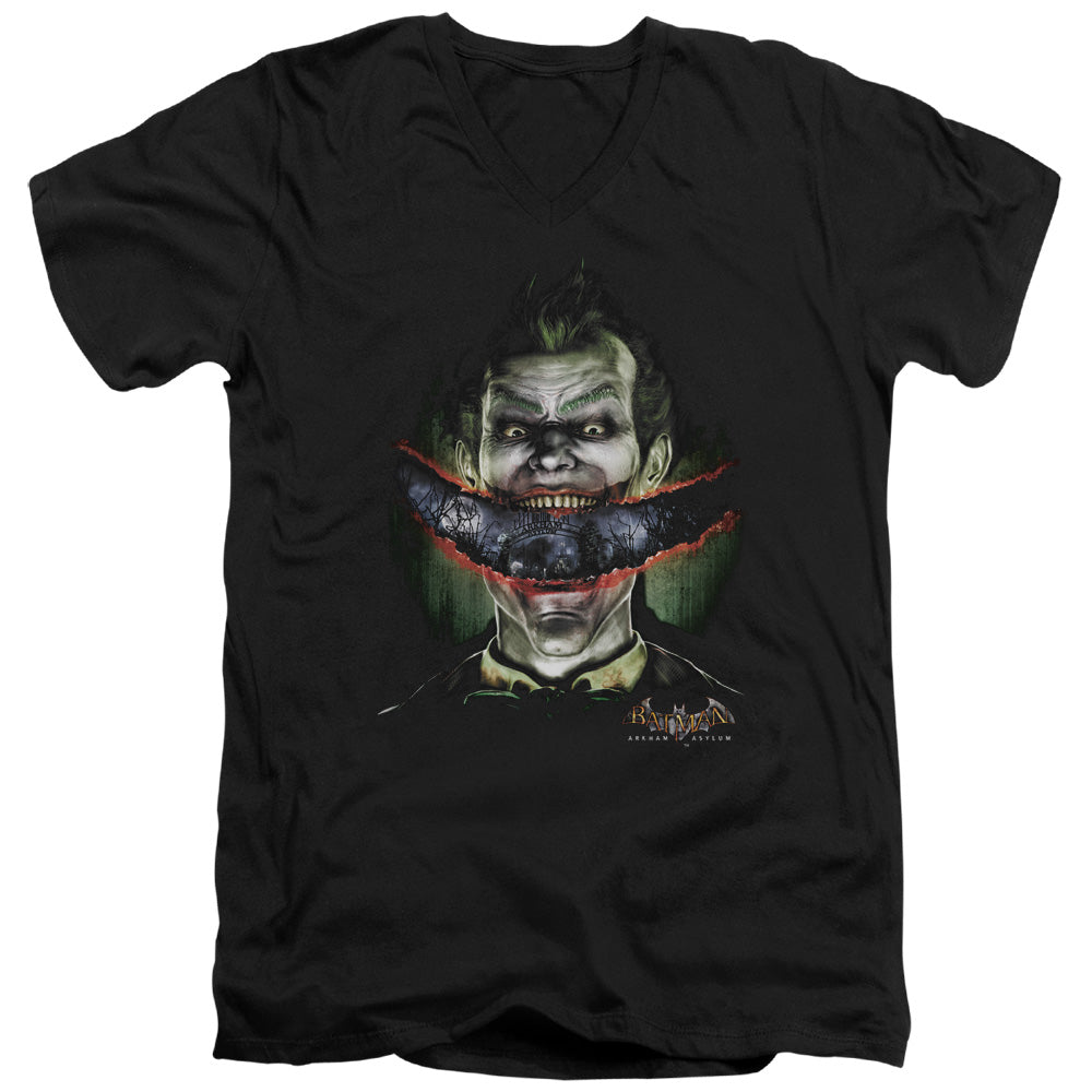 Batman Aa Crazy Lips Mens Slim Fit V Neck T Shirt Black