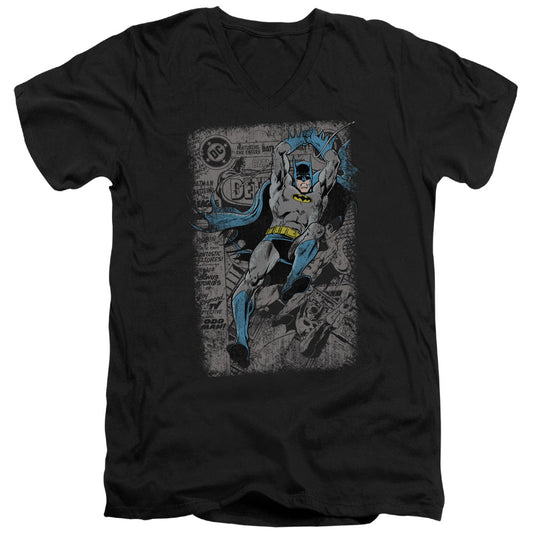 Batman Detective #487 Distress Mens Slim Fit V Neck T Shirt Black