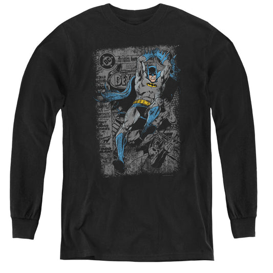 Batman Detective #487 Distress Long Sleeve Kids Youth T Shirt Black