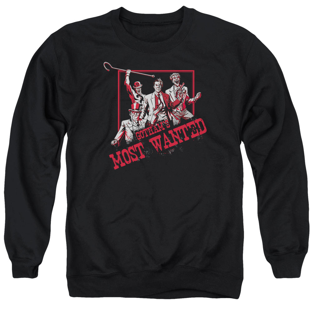 Batman Gotham&#39;s Most Wanted Mens Crewneck Sweatshirt Black